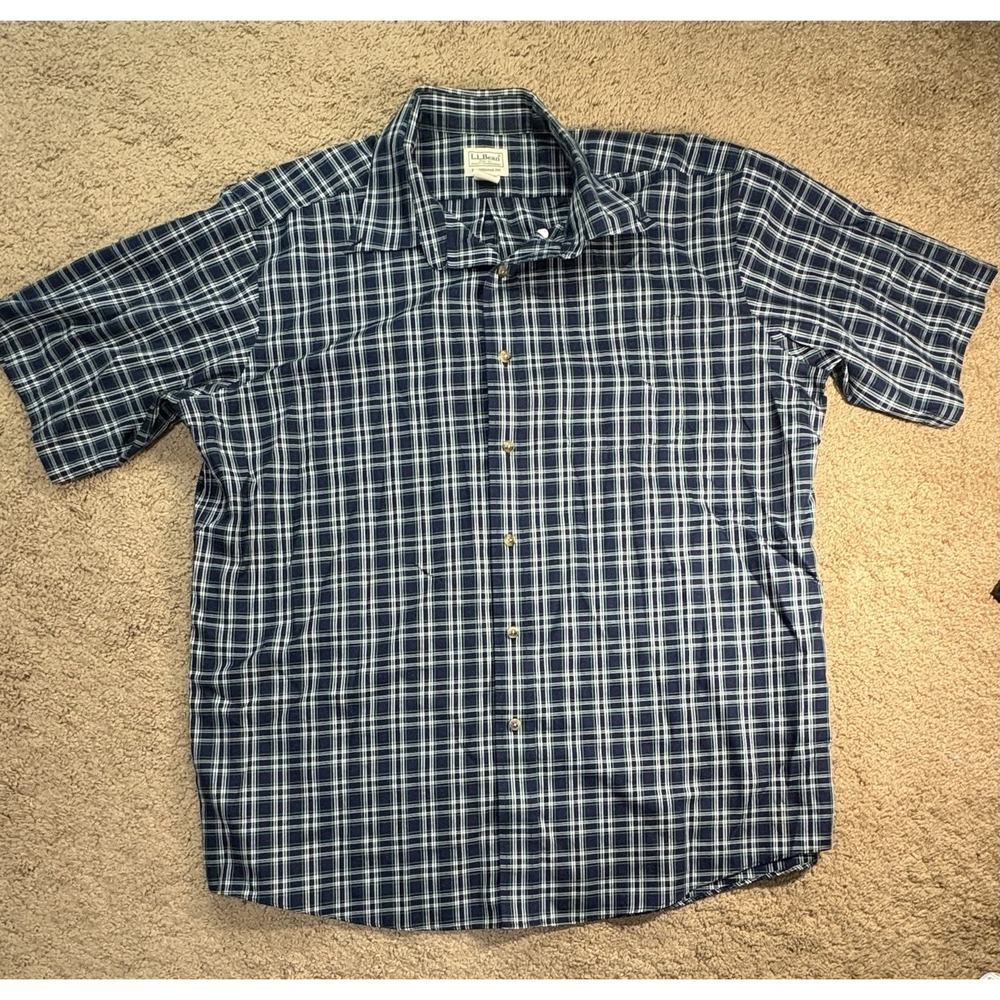 L.L. Bean Casual Button Down Traditional Fit Plaid Shirt Men XL Collard Pocket